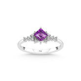 Weissgold-Ring mit Diamanten und Amethyst - YZ00023688